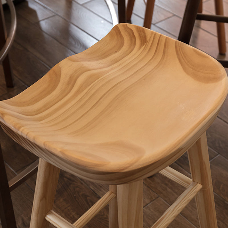 Industrial Wood Simple Barstool Indoor Tall Stool with Contoured Seat Clearhalo 'Bar Furniture' 'Bar Stools' 'bar_stools' 'furn' 'furn_bar_stools' 'furniture_bar_stools' 'Kitchen & Dining Furniture' 'kitchen&dining_furn' 'kitchen' 'kitchen_furn' Furniture' 4290591