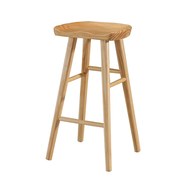 Industrial Wood Simple Barstool Indoor Tall Stool with Contoured Seat Clearhalo 'Bar Furniture' 'Bar Stools' 'bar_stools' 'furn' 'furn_bar_stools' 'furniture_bar_stools' 'Kitchen & Dining Furniture' 'kitchen&dining_furn' 'kitchen' 'kitchen_furn' Furniture' 4290594