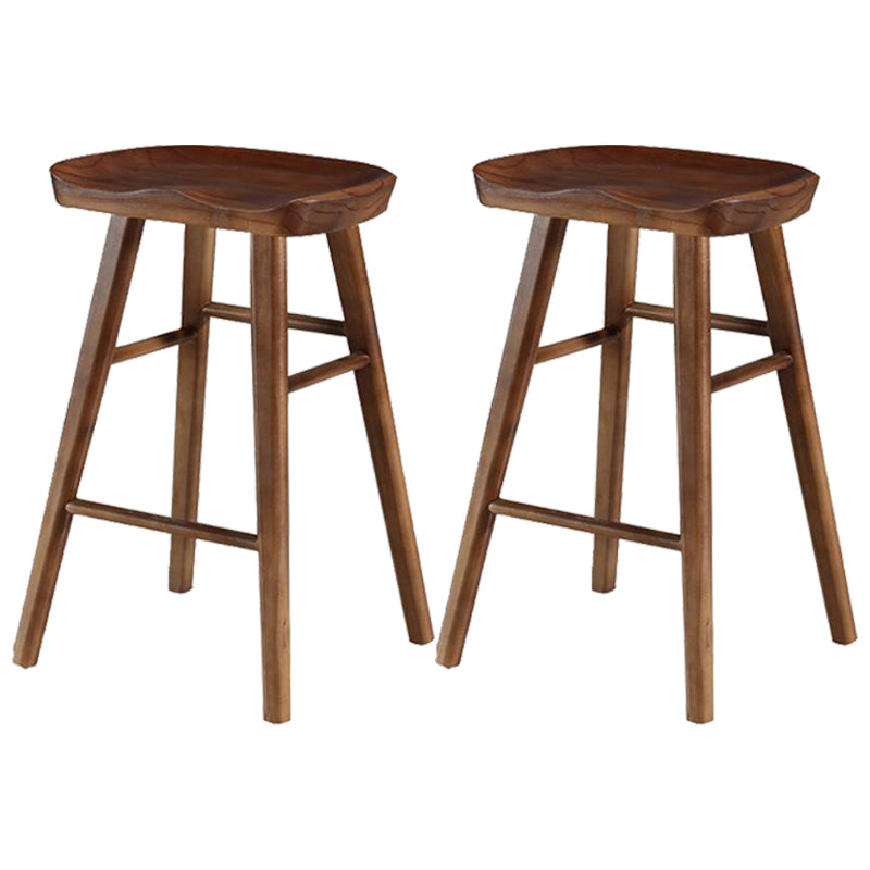 Industrial Wood Simple Barstool Indoor Tall Stool with Contoured Seat Walnut 2 Piece Set Clearhalo 'Bar Furniture' 'Bar Stools' 'bar_stools' 'furn' 'furn_bar_stools' 'furniture_bar_stools' 'Kitchen & Dining Furniture' 'kitchen&dining_furn' 'kitchen' 'kitchen_furn' Furniture' 4290595
