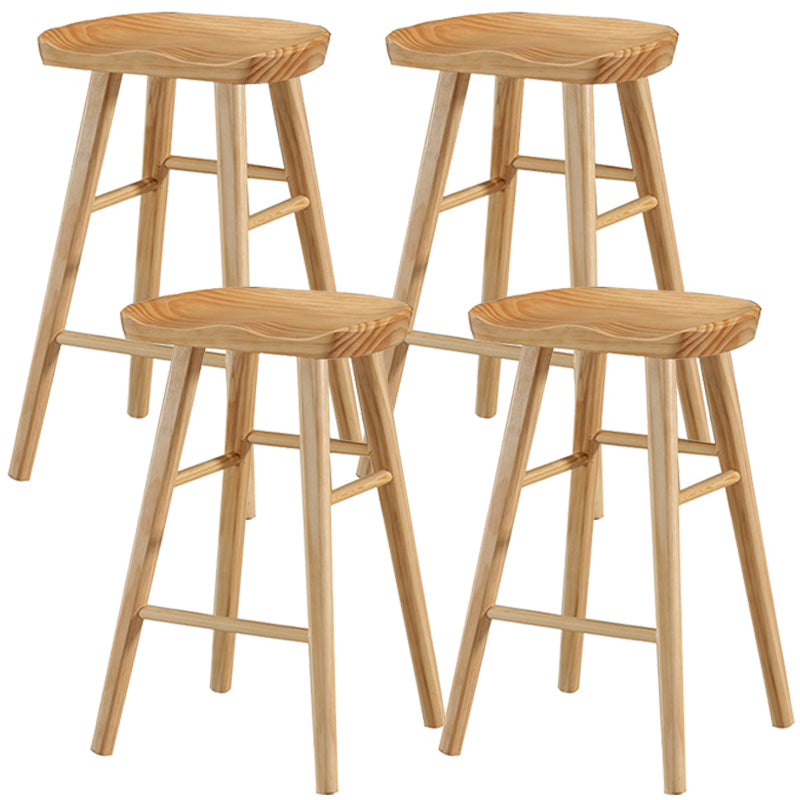 Industrial Wood Simple Barstool Indoor Tall Stool with Contoured Seat Natural 4 Piece Set Clearhalo 'Bar Furniture' 'Bar Stools' 'bar_stools' 'furn' 'furn_bar_stools' 'furniture_bar_stools' 'Kitchen & Dining Furniture' 'kitchen&dining_furn' 'kitchen' 'kitchen_furn' Furniture' 4290597