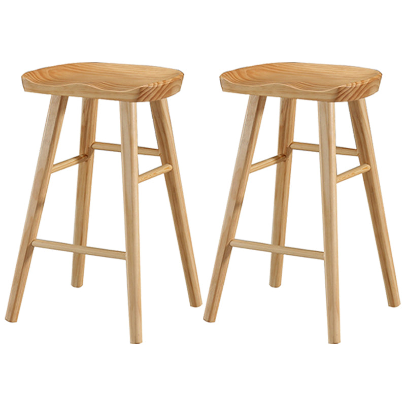 Industrial Wood Simple Barstool Indoor Tall Stool with Contoured Seat Natural 2 Piece Set Clearhalo 'Bar Furniture' 'Bar Stools' 'bar_stools' 'furn' 'furn_bar_stools' 'furniture_bar_stools' 'Kitchen & Dining Furniture' 'kitchen&dining_furn' 'kitchen' 'kitchen_furn' Furniture' 4290601