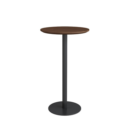 Contemporary Round Bar Dining Table Indoor Wood Bar Table with Iron Base 19.7"L x 19.7"W x 37.4"H Brown Without Chairs Clearhalo 'Bar Furniture' 'Bar Tables' 'bar_tables' 'furn' 'furn_bar_tables' 'Furniture' 'furniture_bar_tables' 'Kitchen & Dining Furniture' 4293858