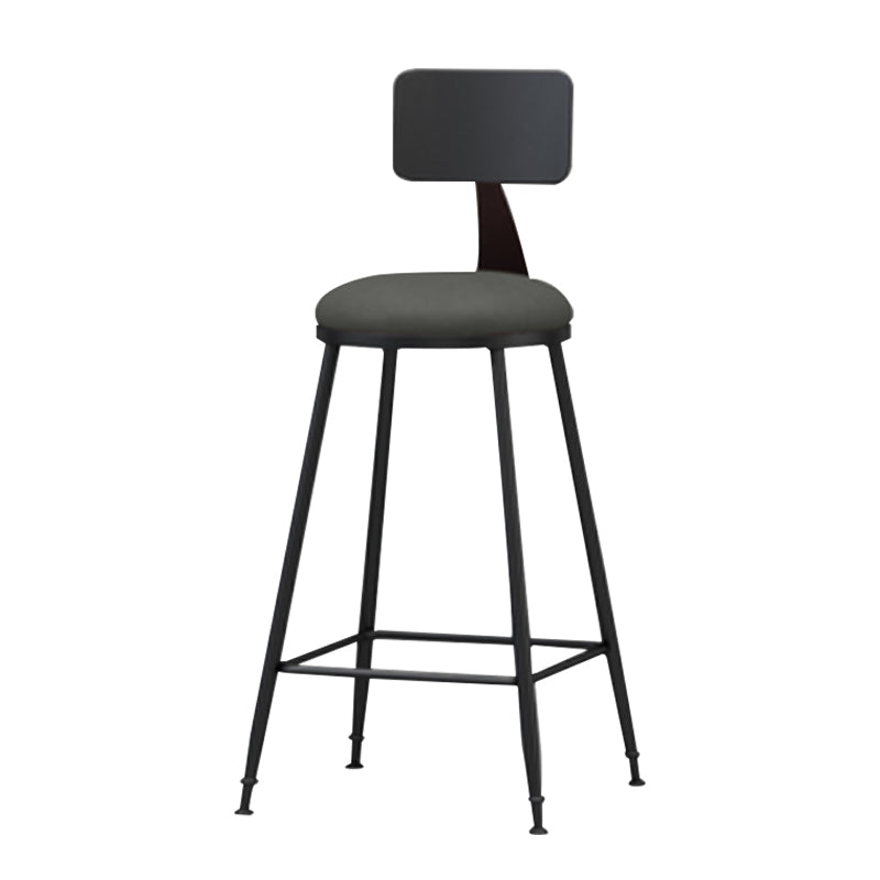 Modern Armless Backrest Counter Stool Iron Household Bar Stool with Cushion Grey 1 Piece Counter Stool(26"H) Clearhalo 'Bar Furniture' 'Bar Stools' 'bar_stools' 'furn' 'furn_bar_stools' 'furniture_bar_stools' 'Kitchen & Dining Furniture' 'kitchen&dining_furn' 'kitchen' 'kitchen_furn' Furniture' 4293919