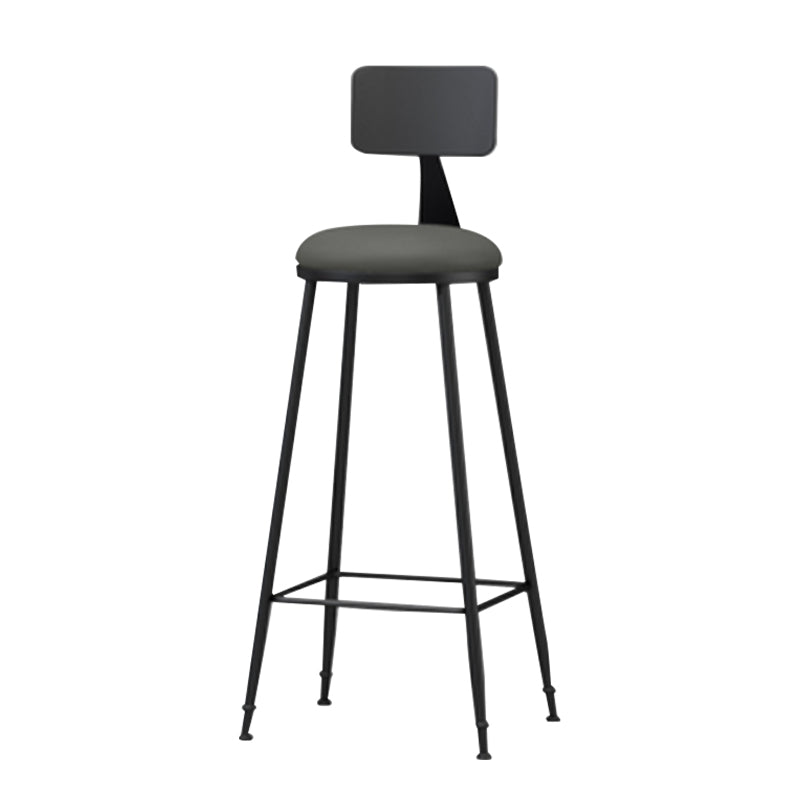 Modern Armless Backrest Counter Stool Iron Household Bar Stool with Cushion Grey 1 Piece Bar Stool(30"H) Clearhalo 'Bar Furniture' 'Bar Stools' 'bar_stools' 'furn' 'furn_bar_stools' 'furniture_bar_stools' 'Kitchen & Dining Furniture' 'kitchen&dining_furn' 'kitchen' 'kitchen_furn' Furniture' 4293920
