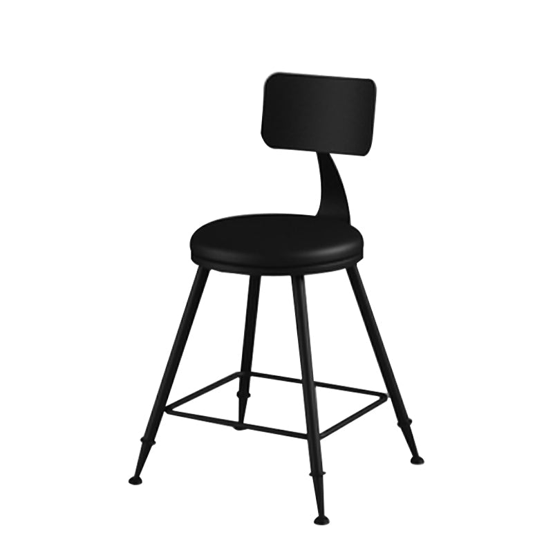 Modern Armless Backrest Counter Stool Iron Household Bar Stool with Cushion Black 1 Piece Short Stool(18"H) Clearhalo 'Bar Furniture' 'Bar Stools' 'bar_stools' 'furn' 'furn_bar_stools' 'furniture_bar_stools' 'Kitchen & Dining Furniture' 'kitchen&dining_furn' 'kitchen' 'kitchen_furn' Furniture' 4293923