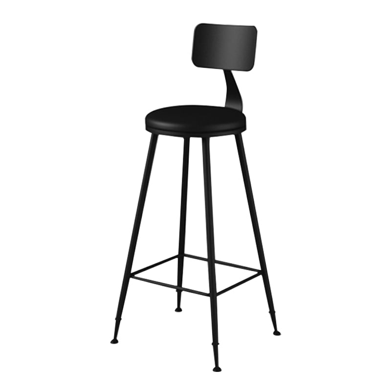 Modern Armless Backrest Counter Stool Iron Household Bar Stool with Cushion Black 1 Piece Bar Stool(30"H) Clearhalo 'Bar Furniture' 'Bar Stools' 'bar_stools' 'furn' 'furn_bar_stools' 'furniture_bar_stools' 'Kitchen & Dining Furniture' 'kitchen&dining_furn' 'kitchen' 'kitchen_furn' Furniture' 4293927
