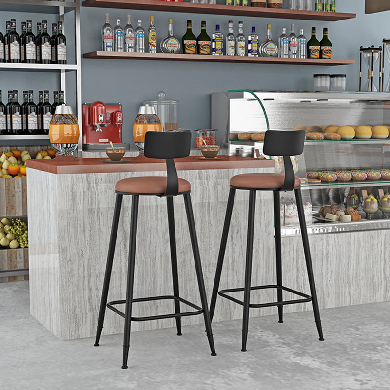 Modern Armless Backrest Counter Stool Iron Household Bar Stool with Cushion Clearhalo 'Bar Furniture' 'Bar Stools' 'bar_stools' 'furn' 'furn_bar_stools' 'furniture_bar_stools' 'Kitchen & Dining Furniture' 'kitchen&dining_furn' 'kitchen' 'kitchen_furn' Furniture' 4293928