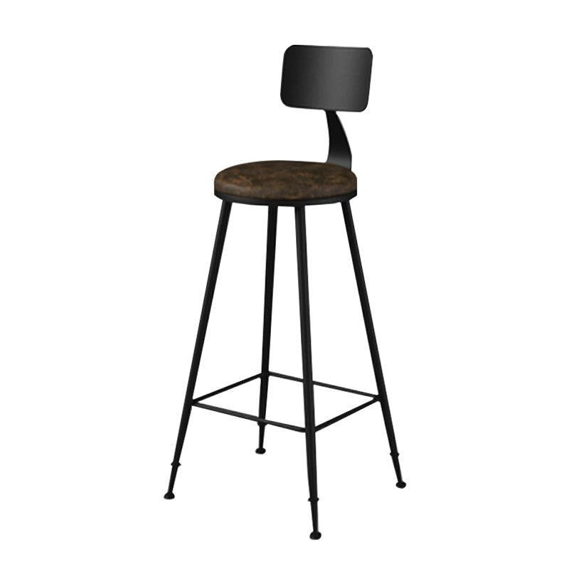 Modern Armless Backrest Counter Stool Iron Household Bar Stool with Cushion Brown 1 Piece Bar Stool(30"H) Clearhalo 'Bar Furniture' 'Bar Stools' 'bar_stools' 'furn' 'furn_bar_stools' 'furniture_bar_stools' 'Kitchen & Dining Furniture' 'kitchen&dining_furn' 'kitchen' 'kitchen_furn' Furniture' 4293935