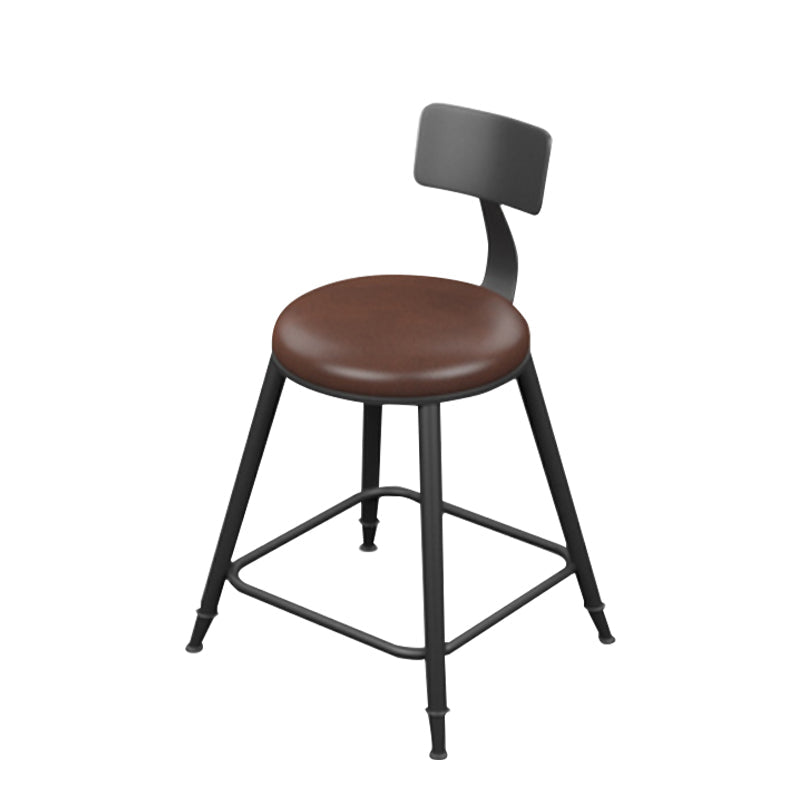 Modern Armless Backrest Counter Stool Iron Household Bar Stool with Cushion Brown 1 Piece Short Stool(18"H) Clearhalo 'Bar Furniture' 'Bar Stools' 'bar_stools' 'furn' 'furn_bar_stools' 'furniture_bar_stools' 'Kitchen & Dining Furniture' 'kitchen&dining_furn' 'kitchen' 'kitchen_furn' Furniture' 4293936