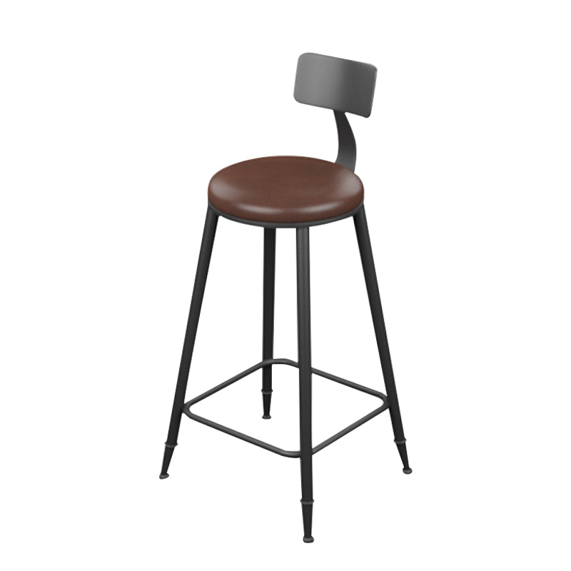 Modern Armless Backrest Counter Stool Iron Household Bar Stool with Cushion Brown 1 Piece Counter Stool(26"H) Clearhalo 'Bar Furniture' 'Bar Stools' 'bar_stools' 'furn' 'furn_bar_stools' 'furniture_bar_stools' 'Kitchen & Dining Furniture' 'kitchen&dining_furn' 'kitchen' 'kitchen_furn' Furniture' 4293937