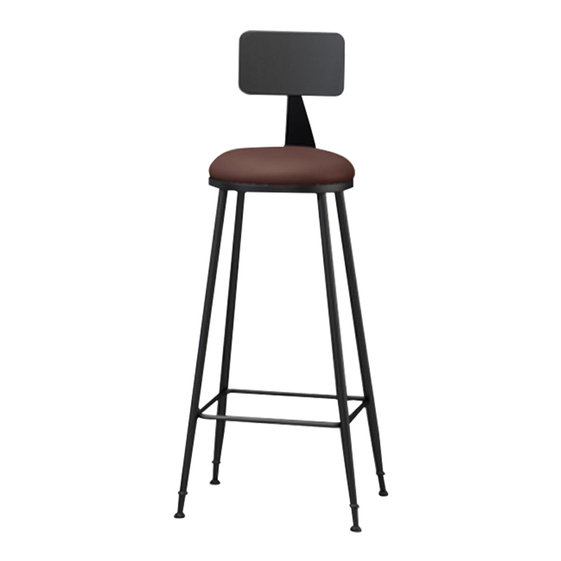 Modern Armless Backrest Counter Stool Iron Household Bar Stool with Cushion Brown 1 Piece Bar Stool(33"H) Clearhalo 'Bar Furniture' 'Bar Stools' 'bar_stools' 'furn' 'furn_bar_stools' 'furniture_bar_stools' 'Kitchen & Dining Furniture' 'kitchen&dining_furn' 'kitchen' 'kitchen_furn' Furniture' 4293938
