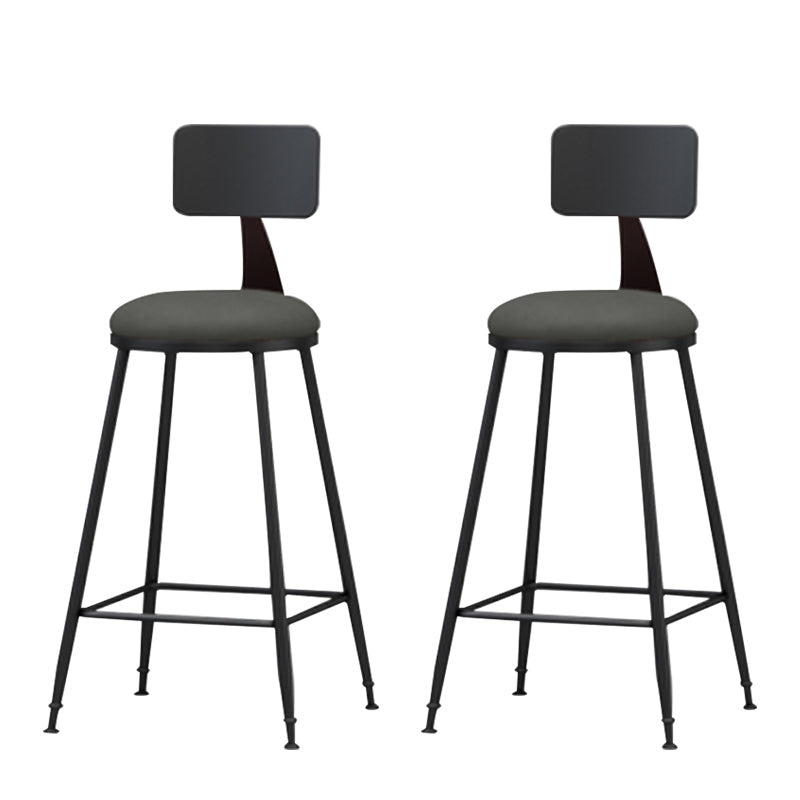 Modern Armless Backrest Counter Stool Iron Household Bar Stool with Cushion Grey 2 Piece Set Counter Stool(26"H) Clearhalo 'Bar Furniture' 'Bar Stools' 'bar_stools' 'furn' 'furn_bar_stools' 'furniture_bar_stools' 'Kitchen & Dining Furniture' 'kitchen&dining_furn' 'kitchen' 'kitchen_furn' Furniture' 4293942