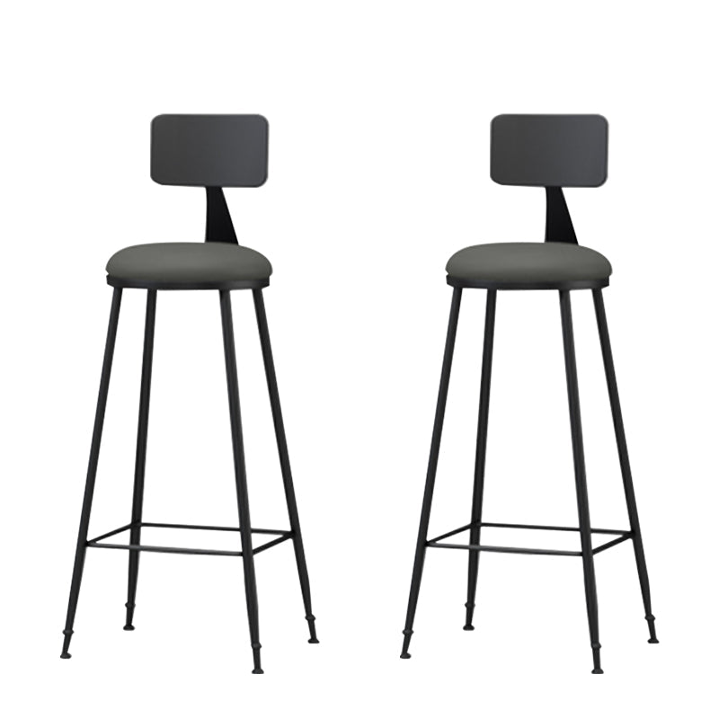 Modern Armless Backrest Counter Stool Iron Household Bar Stool with Cushion Grey 2 Piece Set Bar Stool(30"H) Clearhalo 'Bar Furniture' 'Bar Stools' 'bar_stools' 'furn' 'furn_bar_stools' 'furniture_bar_stools' 'Kitchen & Dining Furniture' 'kitchen&dining_furn' 'kitchen' 'kitchen_furn' Furniture' 4293943