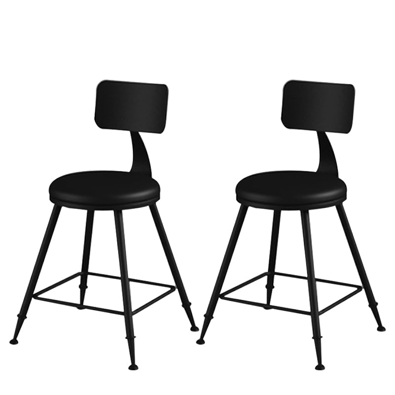 Modern Armless Backrest Counter Stool Iron Household Bar Stool with Cushion Black 2 Piece Set Short Stool(18"H) Clearhalo 'Bar Furniture' 'Bar Stools' 'bar_stools' 'furn' 'furn_bar_stools' 'furniture_bar_stools' 'Kitchen & Dining Furniture' 'kitchen&dining_furn' 'kitchen' 'kitchen_furn' Furniture' 4293944