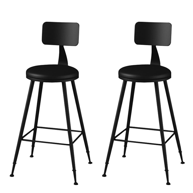 Modern Armless Backrest Counter Stool Iron Household Bar Stool with Cushion Black 2 Piece Set Counter Stool(26"H) Clearhalo 'Bar Furniture' 'Bar Stools' 'bar_stools' 'furn' 'furn_bar_stools' 'furniture_bar_stools' 'Kitchen & Dining Furniture' 'kitchen&dining_furn' 'kitchen' 'kitchen_furn' Furniture' 4293945