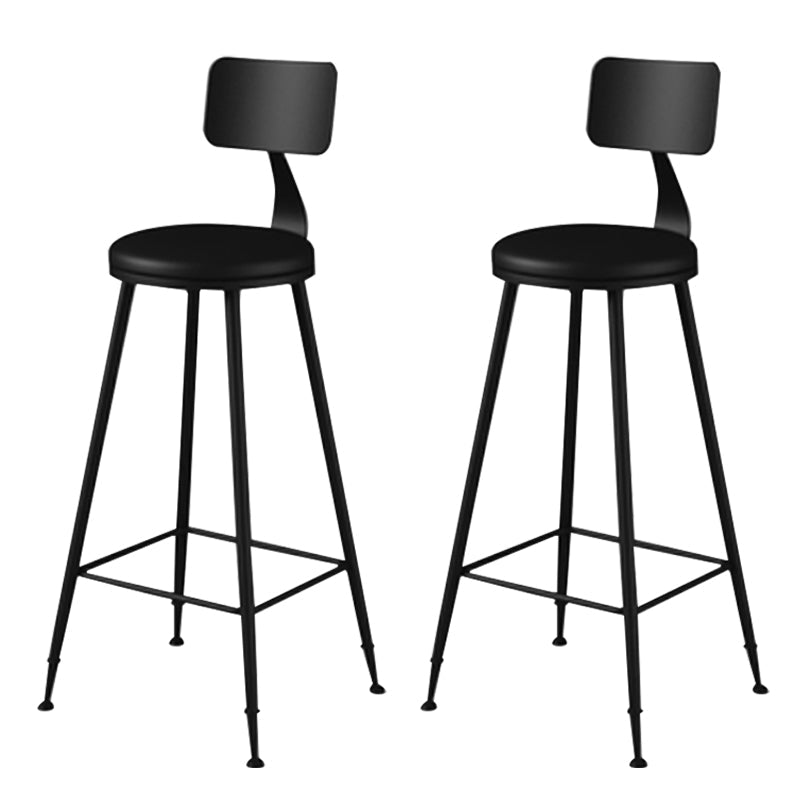 Modern Armless Backrest Counter Stool Iron Household Bar Stool with Cushion Black 2 Piece Set Bar Stool(30"H) Clearhalo 'Bar Furniture' 'Bar Stools' 'bar_stools' 'furn' 'furn_bar_stools' 'furniture_bar_stools' 'Kitchen & Dining Furniture' 'kitchen&dining_furn' 'kitchen' 'kitchen_furn' Furniture' 4293946