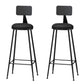 Modern Armless Backrest Counter Stool Iron Household Bar Stool with Cushion Black 2 Piece Set Bar Stool(33"H) Clearhalo 'Bar Furniture' 'Bar Stools' 'bar_stools' 'furn' 'furn_bar_stools' 'furniture_bar_stools' 'Kitchen & Dining Furniture' 'kitchen&dining_furn' 'kitchen' 'kitchen_furn' Furniture' 4293947