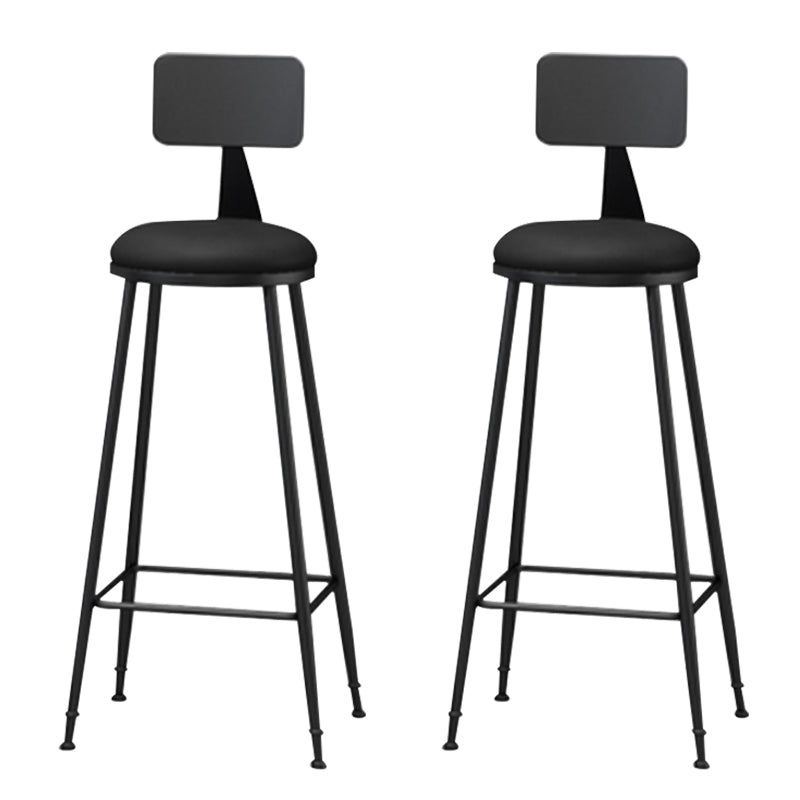 Modern Armless Backrest Counter Stool Iron Household Bar Stool with Cushion Black 2 Piece Set Bar Stool(33"H) Clearhalo 'Bar Furniture' 'Bar Stools' 'bar_stools' 'furn' 'furn_bar_stools' 'furniture_bar_stools' 'Kitchen & Dining Furniture' 'kitchen&dining_furn' 'kitchen' 'kitchen_furn' Furniture' 4293947
