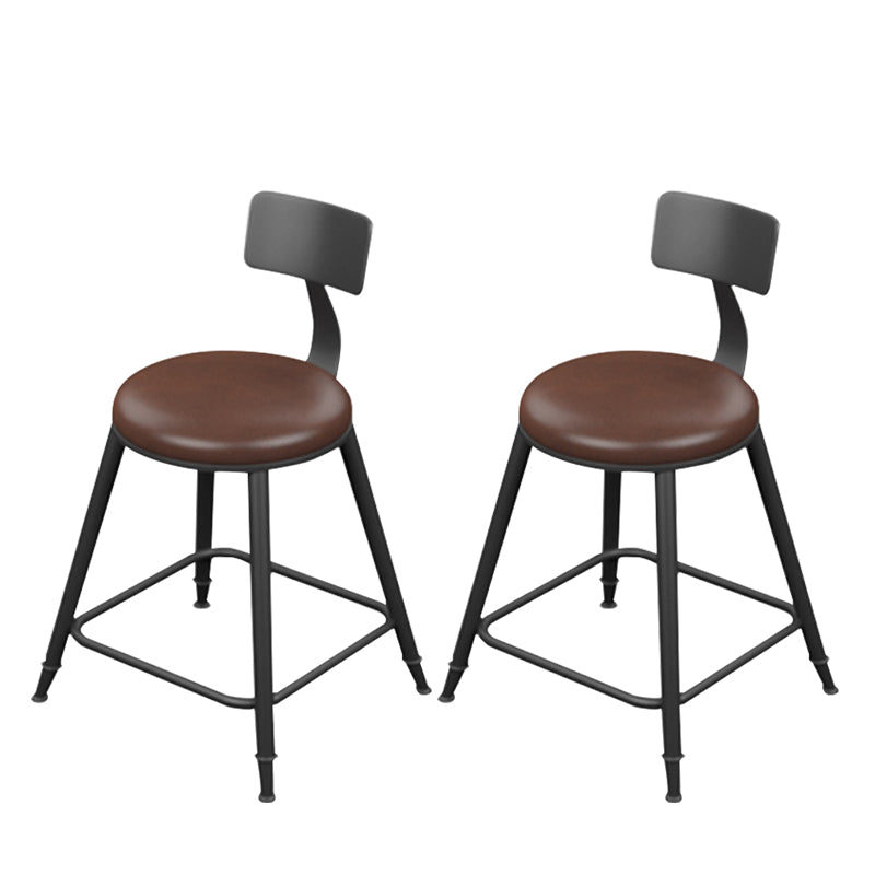 Modern Armless Backrest Counter Stool Iron Household Bar Stool with Cushion Brown 2 Piece Set Short Stool(18"H) Clearhalo 'Bar Furniture' 'Bar Stools' 'bar_stools' 'furn' 'furn_bar_stools' 'furniture_bar_stools' 'Kitchen & Dining Furniture' 'kitchen&dining_furn' 'kitchen' 'kitchen_furn' Furniture' 4293951