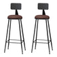 Modern Armless Backrest Counter Stool Iron Household Bar Stool with Cushion Brown 2 Piece Set Bar Stool(33"H) Clearhalo 'Bar Furniture' 'Bar Stools' 'bar_stools' 'furn' 'furn_bar_stools' 'furniture_bar_stools' 'Kitchen & Dining Furniture' 'kitchen&dining_furn' 'kitchen' 'kitchen_furn' Furniture' 4293953