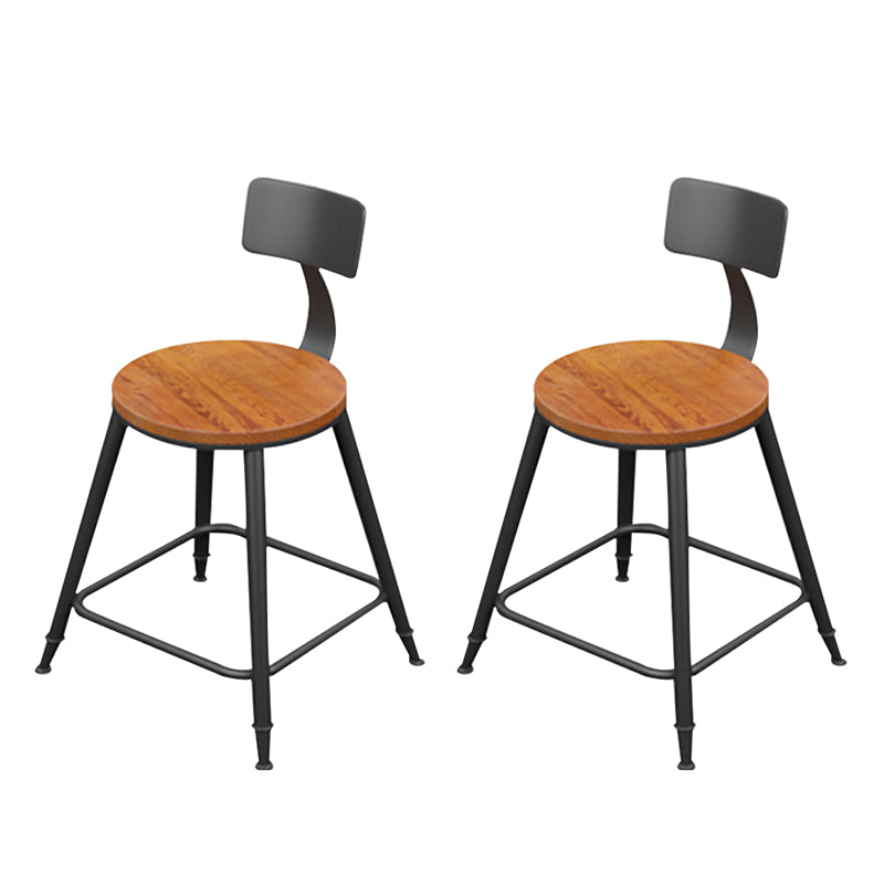 Modern Armless Backrest Counter Stool Iron Household Bar Stool with Cushion Natural 2 Piece Set Short Stool(18"H) Clearhalo 'Bar Furniture' 'Bar Stools' 'bar_stools' 'furn' 'furn_bar_stools' 'furniture_bar_stools' 'Kitchen & Dining Furniture' 'kitchen&dining_furn' 'kitchen' 'kitchen_furn' Furniture' 4293954