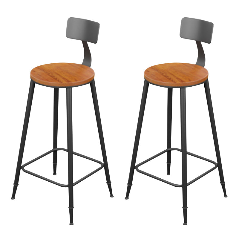 Modern Armless Backrest Counter Stool Iron Household Bar Stool with Cushion Natural 2 Piece Set Counter Stool(26"H) Clearhalo 'Bar Furniture' 'Bar Stools' 'bar_stools' 'furn' 'furn_bar_stools' 'furniture_bar_stools' 'Kitchen & Dining Furniture' 'kitchen&dining_furn' 'kitchen' 'kitchen_furn' Furniture' 4293955