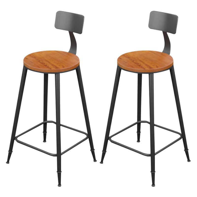 Modern Armless Backrest Counter Stool Iron Household Bar Stool with Cushion Natural 2 Piece Set Bar Stool(30"H) Clearhalo 'Bar Furniture' 'Bar Stools' 'bar_stools' 'furn' 'furn_bar_stools' 'furniture_bar_stools' 'Kitchen & Dining Furniture' 'kitchen&dining_furn' 'kitchen' 'kitchen_furn' Furniture' 4293956