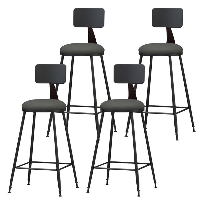 Modern Armless Backrest Counter Stool Iron Household Bar Stool with Cushion Grey 4 Piece Set Counter Stool(26"H) Clearhalo 'Bar Furniture' 'Bar Stools' 'bar_stools' 'furn' 'furn_bar_stools' 'furniture_bar_stools' 'Kitchen & Dining Furniture' 'kitchen&dining_furn' 'kitchen' 'kitchen_furn' Furniture' 4293957