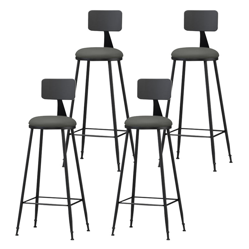 Modern Armless Backrest Counter Stool Iron Household Bar Stool with Cushion Grey 4 Piece Set Bar Stool(30"H) Clearhalo 'Bar Furniture' 'Bar Stools' 'bar_stools' 'furn' 'furn_bar_stools' 'furniture_bar_stools' 'Kitchen & Dining Furniture' 'kitchen&dining_furn' 'kitchen' 'kitchen_furn' Furniture' 4293958