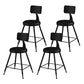 Modern Armless Backrest Counter Stool Iron Household Bar Stool with Cushion Black 4 Piece Set Short Stool(18"H) Clearhalo 'Bar Furniture' 'Bar Stools' 'bar_stools' 'furn' 'furn_bar_stools' 'furniture_bar_stools' 'Kitchen & Dining Furniture' 'kitchen&dining_furn' 'kitchen' 'kitchen_furn' Furniture' 4293959