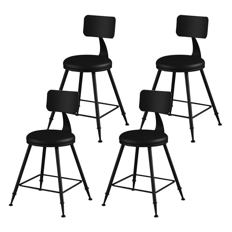 Modern Armless Backrest Counter Stool Iron Household Bar Stool with Cushion Black 4 Piece Set Short Stool(18"H) Clearhalo 'Bar Furniture' 'Bar Stools' 'bar_stools' 'furn' 'furn_bar_stools' 'furniture_bar_stools' 'Kitchen & Dining Furniture' 'kitchen&dining_furn' 'kitchen' 'kitchen_furn' Furniture' 4293959