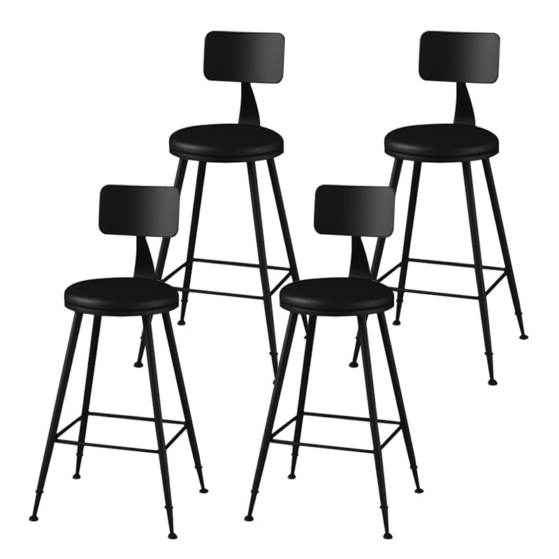 Modern Armless Backrest Counter Stool Iron Household Bar Stool with Cushion Black 4 Piece Set Counter Stool(26"H) Clearhalo 'Bar Furniture' 'Bar Stools' 'bar_stools' 'furn' 'furn_bar_stools' 'furniture_bar_stools' 'Kitchen & Dining Furniture' 'kitchen&dining_furn' 'kitchen' 'kitchen_furn' Furniture' 4293960
