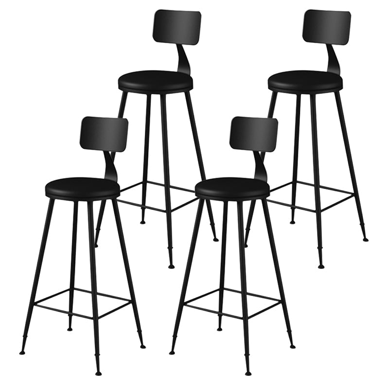 Modern Armless Backrest Counter Stool Iron Household Bar Stool with Cushion Black 4 Piece Set Bar Stool(30"H) Clearhalo 'Bar Furniture' 'Bar Stools' 'bar_stools' 'furn' 'furn_bar_stools' 'furniture_bar_stools' 'Kitchen & Dining Furniture' 'kitchen&dining_furn' 'kitchen' 'kitchen_furn' Furniture' 4293961