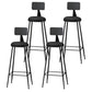 Modern Armless Backrest Counter Stool Iron Household Bar Stool with Cushion Black 4 Piece Set Bar Stool(33"H) Clearhalo 'Bar Furniture' 'Bar Stools' 'bar_stools' 'furn' 'furn_bar_stools' 'furniture_bar_stools' 'Kitchen & Dining Furniture' 'kitchen&dining_furn' 'kitchen' 'kitchen_furn' Furniture' 4293962