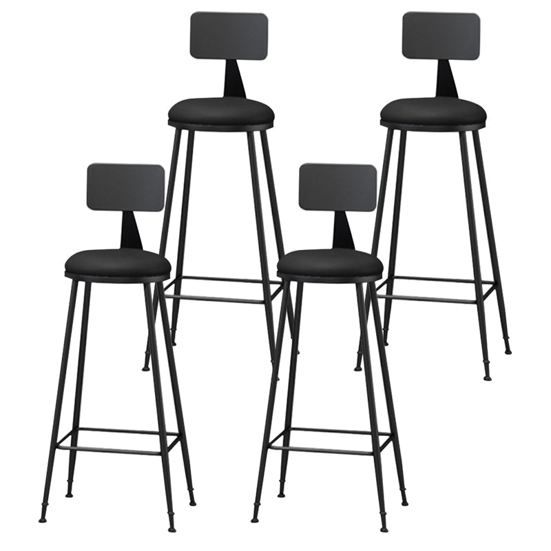 Modern Armless Backrest Counter Stool Iron Household Bar Stool with Cushion Black 4 Piece Set Bar Stool(33"H) Clearhalo 'Bar Furniture' 'Bar Stools' 'bar_stools' 'furn' 'furn_bar_stools' 'furniture_bar_stools' 'Kitchen & Dining Furniture' 'kitchen&dining_furn' 'kitchen' 'kitchen_furn' Furniture' 4293962