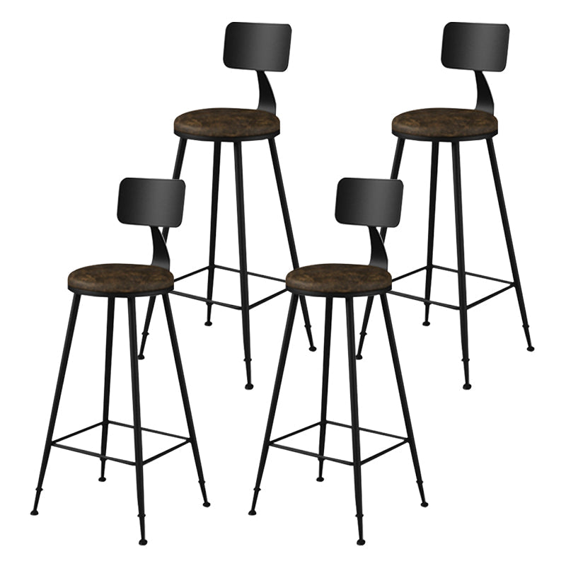 Modern Armless Backrest Counter Stool Iron Household Bar Stool with Cushion Brown 4 Piece Set Bar Stool(30"H) Clearhalo 'Bar Furniture' 'Bar Stools' 'bar_stools' 'furn' 'furn_bar_stools' 'furniture_bar_stools' 'Kitchen & Dining Furniture' 'kitchen&dining_furn' 'kitchen' 'kitchen_furn' Furniture' 4293965