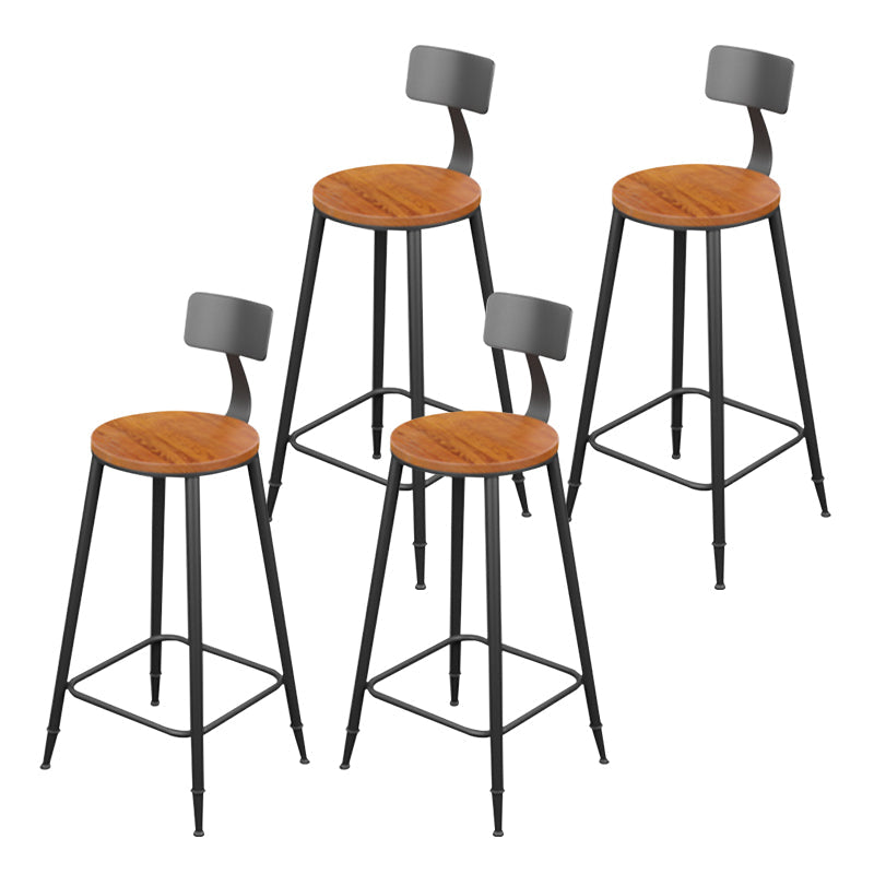 Modern Armless Backrest Counter Stool Iron Household Bar Stool with Cushion Natural 4 Piece Set Counter Stool(26"H) Clearhalo 'Bar Furniture' 'Bar Stools' 'bar_stools' 'furn' 'furn_bar_stools' 'furniture_bar_stools' 'Kitchen & Dining Furniture' 'kitchen&dining_furn' 'kitchen' 'kitchen_furn' Furniture' 4293970