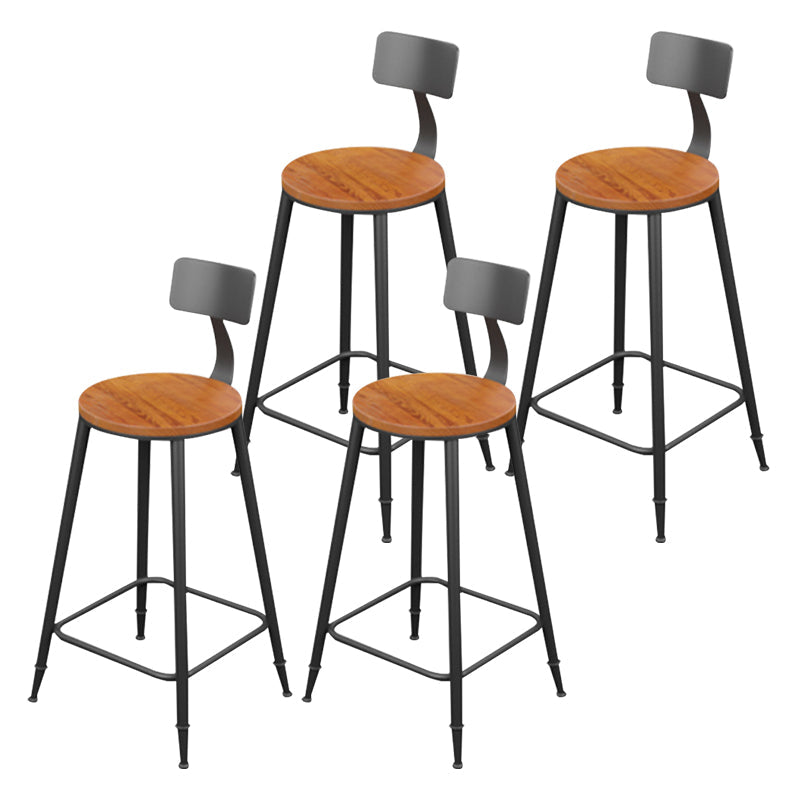 Modern Armless Backrest Counter Stool Iron Household Bar Stool with Cushion Natural 4 Piece Set Bar Stool(30"H) Clearhalo 'Bar Furniture' 'Bar Stools' 'bar_stools' 'furn' 'furn_bar_stools' 'furniture_bar_stools' 'Kitchen & Dining Furniture' 'kitchen&dining_furn' 'kitchen' 'kitchen_furn' Furniture' 4293971