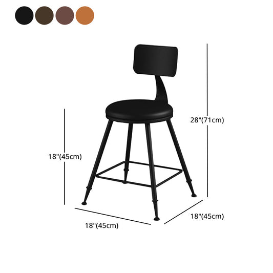 Modern Armless Backrest Counter Stool Iron Household Bar Stool with Cushion Clearhalo 'Bar Furniture' 'Bar Stools' 'bar_stools' 'furn' 'furn_bar_stools' 'furniture_bar_stools' 'Kitchen & Dining Furniture' 'kitchen&dining_furn' 'kitchen' 'kitchen_furn' Furniture' 4293975