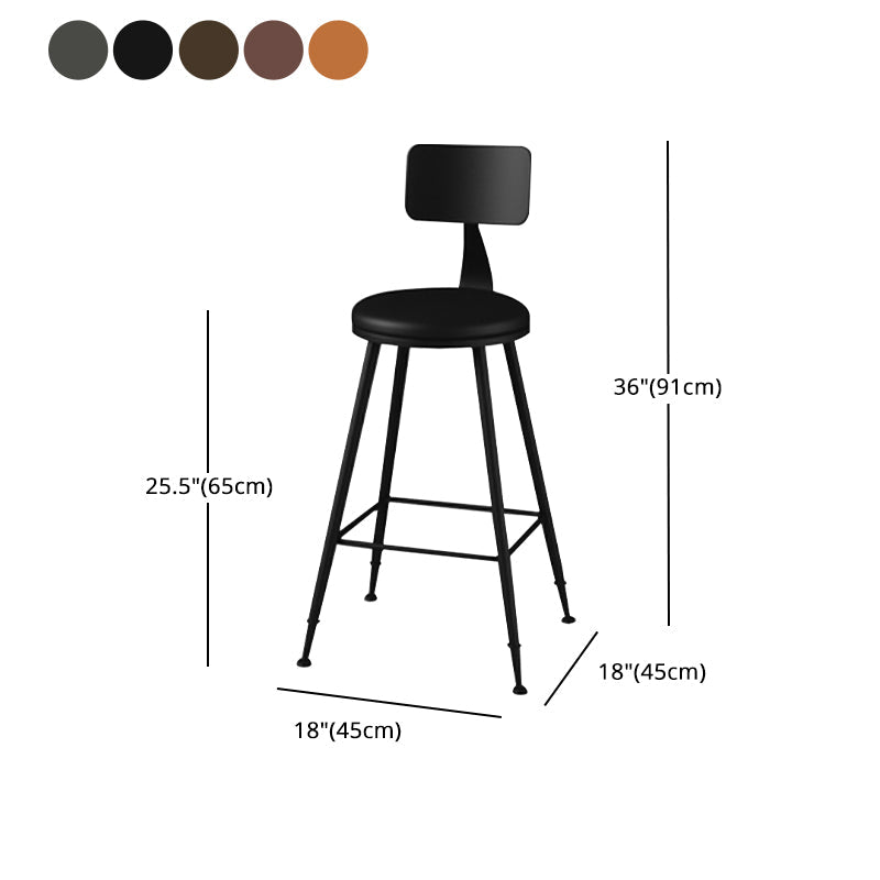 Modern Armless Backrest Counter Stool Iron Household Bar Stool with Cushion Clearhalo 'Bar Furniture' 'Bar Stools' 'bar_stools' 'furn' 'furn_bar_stools' 'furniture_bar_stools' 'Kitchen & Dining Furniture' 'kitchen&dining_furn' 'kitchen' 'kitchen_furn' Furniture' 4293976