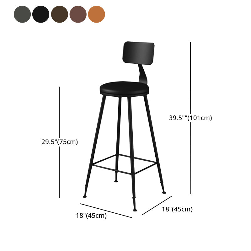 Modern Armless Backrest Counter Stool Iron Household Bar Stool with Cushion Clearhalo 'Bar Furniture' 'Bar Stools' 'bar_stools' 'furn' 'furn_bar_stools' 'furniture_bar_stools' 'Kitchen & Dining Furniture' 'kitchen&dining_furn' 'kitchen' 'kitchen_furn' Furniture' 4293977