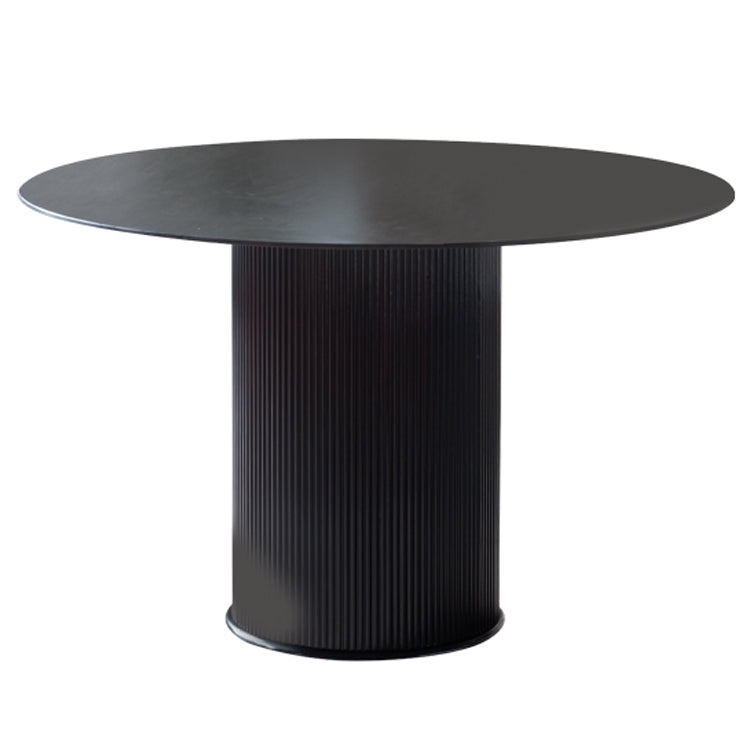 Sintered Stone Top Round Table for Restaurant Modern Kitchen Table with Pedestal Base Black Without Chairs Clearhalo ' dining_table' 'Dining Tables & Seating' 'Dining Tables' 'furn' 'furn_dining_table' 'Furniture' 'furniture_dining_table' 'Kitchen & Dining Furniture' 'kitchen&dining_furn' 'kitchen' 'kitchen_dining_table' 4293979