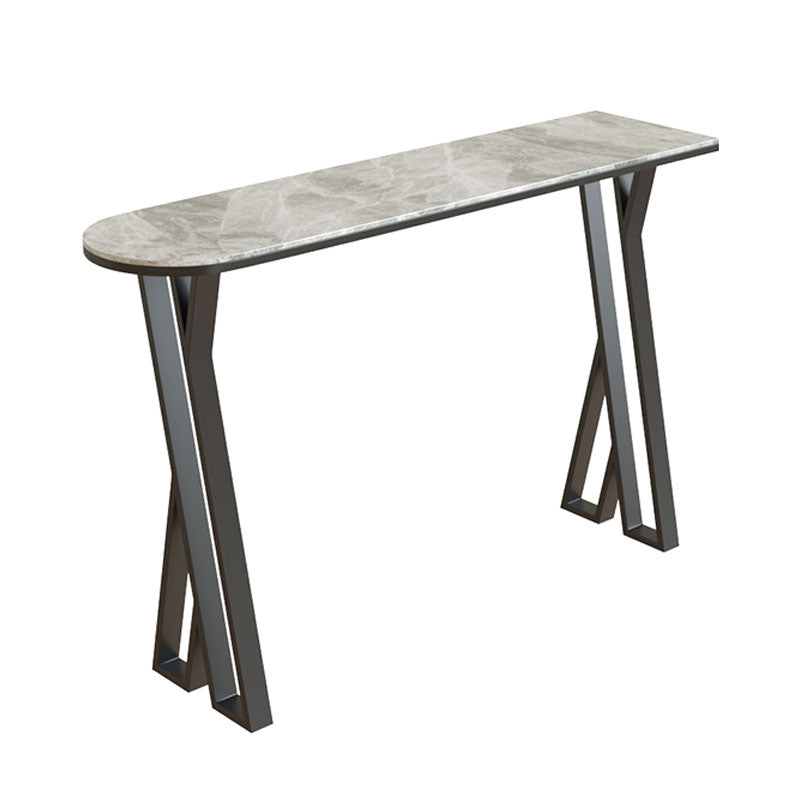 Industrial Style Bar Table Artificial Stone Top 42-inch Height Pub Table for Dining Room 39.4"L x 15.7"W x 41.3"H Gray Without Chairs Clearhalo 'Bar Furniture' 'Bar Tables' 'bar_tables' 'furn' 'furn_bar_tables' 'Furniture' 'furniture_bar_tables' 'Kitchen & Dining Furniture' 'kitchen&dining_furn' 'kitchen' 4296134