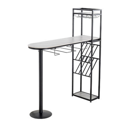 Nordic Style Bar Table Stone Top Pub Table with Wine Cabinet for Dining Room Black Without Chairs Clearhalo 'Bar Furniture' 'Bar Tables' 'bar_tables' 'furn' 'furn_bar_tables' 'Furniture' 'furniture_bar_tables' 'Kitchen & Dining Furniture' 'kitchen&dining_furn' 'kitchen' 4296164