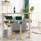 Nordic Style Bar Table Stone Top Pub Table with Wine Cabinet for Dining Room 47.2"L x 15.7"W x 41.3"H Gold Without Chairs Clearhalo 'Bar Furniture' 'Bar Tables' 'bar_tables' 'furn' 'furn_bar_tables' 'Furniture' 'furniture_bar_tables' 'Kitchen & Dining Furniture' 'kitchen&dining_furn' 'kitchen' 4296172