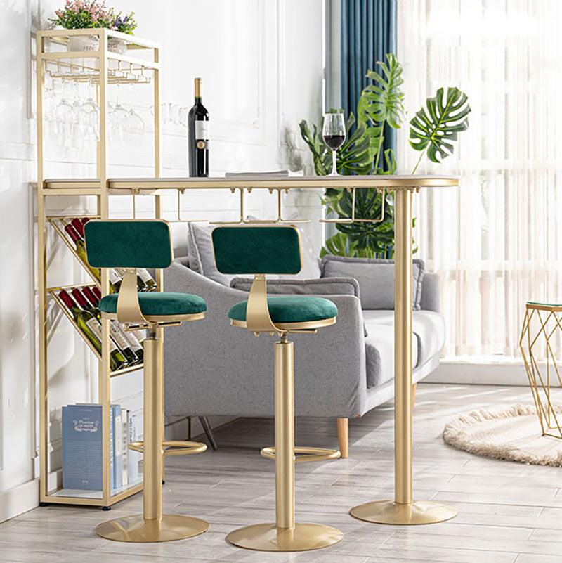 Nordic Style Bar Table Stone Top Pub Table with Wine Cabinet for Dining Room 47.2"L x 15.7"W x 41.3"H Gold Without Chairs Clearhalo 'Bar Furniture' 'Bar Tables' 'bar_tables' 'furn' 'furn_bar_tables' 'Furniture' 'furniture_bar_tables' 'Kitchen & Dining Furniture' 'kitchen&dining_furn' 'kitchen' 4296172