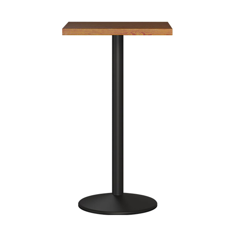 Industrial Wood Top Counter Table Black Metal Base Table for Coffee Shop 21.7"L x 21.7"W x 41.3"H Square Without Chairs Clearhalo 'Bar Furniture' 'Bar Tables' 'bar_tables' 'furn' 'furn_bar_tables' 'Furniture' 'furniture_bar_tables' 'Kitchen & Dining Furniture' 'kitchen&dining_furn' 'kitchen' 4296198