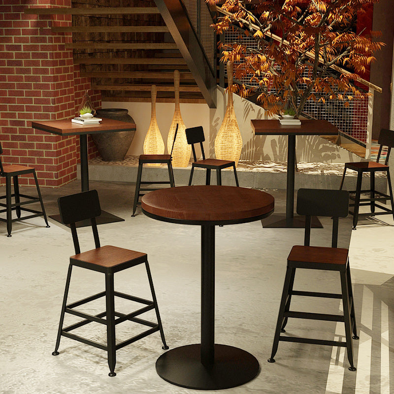 Industrial Wood Top Counter Table Black Metal Base Table for Coffee Shop Clearhalo 'Bar Furniture' 'Bar Tables' 'bar_tables' 'furn' 'furn_bar_tables' 'Furniture' 'furniture_bar_tables' 'Kitchen & Dining Furniture' 'kitchen&dining_furn' 'kitchen' 4296199