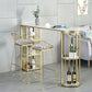 Marble Indoor Glam Bar Dining Table Gold Iron Double Pedestal Bistro Table with Shelve 70.9"L x 15.7"W x 41.3"H White Without Chairs Clearhalo 'Bar Furniture' 'Bar Tables' 'bar_tables' 'furn' 'furn_bar_tables' 'Furniture' 'furniture_bar_tables' 'Kitchen & Dining Furniture' 'kitchen&dining_furn' 'kitchen' 4296209