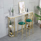 Marble Indoor Glam Bar Dining Table Gold Iron Double Pedestal Bistro Table with Shelve 63"L x 15.7"W x 41.3"H White Without Chairs Clearhalo 'Bar Furniture' 'Bar Tables' 'bar_tables' 'furn' 'furn_bar_tables' 'Furniture' 'furniture_bar_tables' 'Kitchen & Dining Furniture' 'kitchen&dining_furn' 'kitchen' 4296211